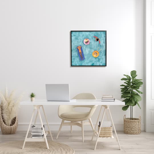 Stupell Industries People Lounging in Water Wall Art in Black Frame
